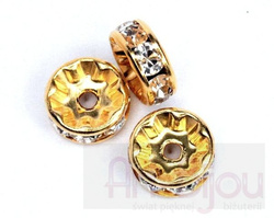 Kryształy Swarovski Rondelles Crystal Gold Plated 8 mm