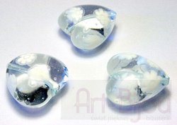 Serca Millefiori Lace białe 20mm - Murano