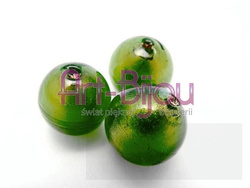 kule oliwkowe ze złotem 14 mm Murano